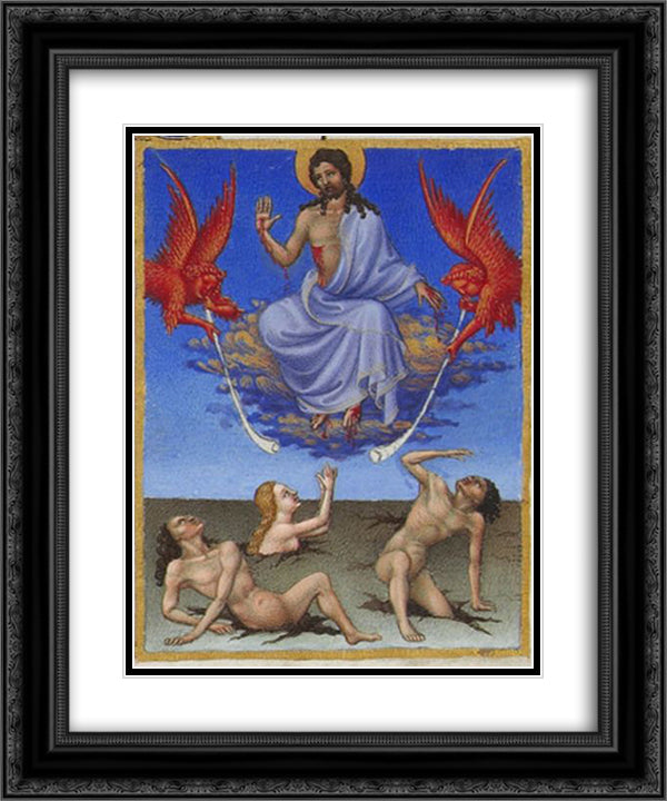 Christ in Glory 20x24 Black Ornate Wood Framed Art Print Poster with Double Matting by Limbourg Brothers