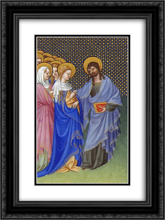 David Foresees the Mystic Marriage of Christ and the Church 18x24 Black Ornate Wood Framed Art Print Poster with Double Matting by Limbourg Brothers