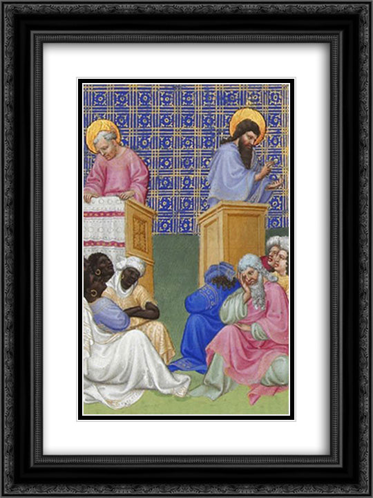 David Foresees the Preaching of the Apostles 18x24 Black Ornate Wood Framed Art Print Poster with Double Matting by Limbourg Brothers