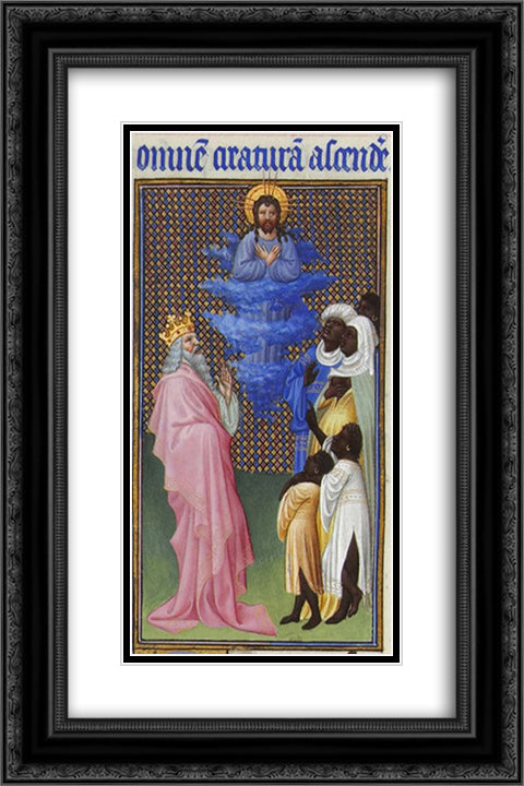 David Imagines Christ Elevated Above All Other Beings 16x24 Black Ornate Wood Framed Art Print Poster with Double Matting by Limbourg Brothers