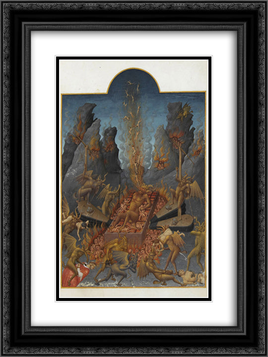 Hell 18x24 Black Ornate Wood Framed Art Print Poster with Double Matting by Limbourg Brothers