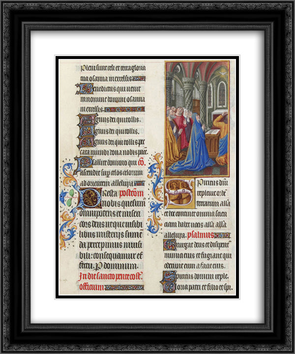 Pentecost 20x24 Black Ornate Wood Framed Art Print Poster with Double Matting by Limbourg Brothers