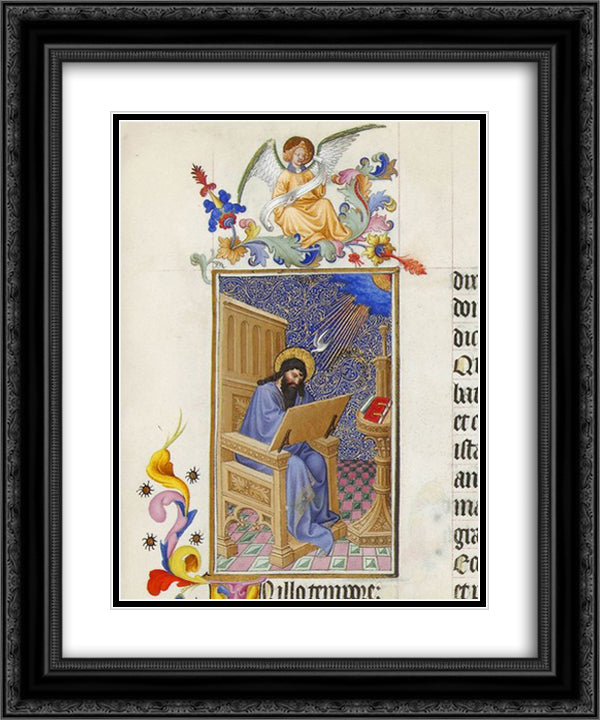 Saint Matthew 20x24 Black Ornate Wood Framed Art Print Poster with Double Matting by Limbourg Brothers