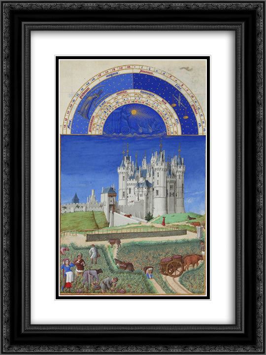 September 18x24 Black Ornate Wood Framed Art Print Poster with Double Matting by Limbourg Brothers