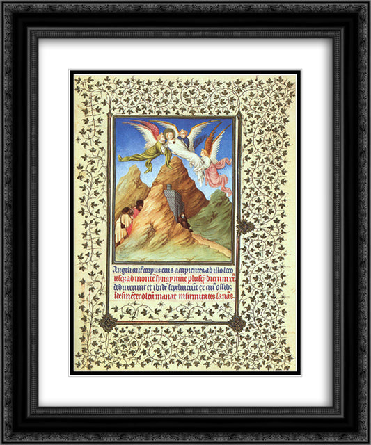 St. Catherine's Body Carried to Mt. Sinai 20x24 Black Ornate Wood Framed Art Print Poster with Double Matting by Limbourg Brothers