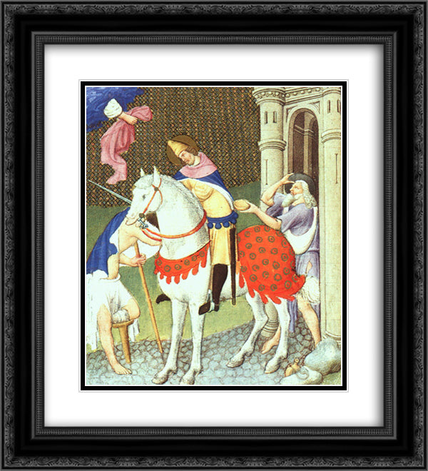 St. Martin with a Beggar 20x22 Black Ornate Wood Framed Art Print Poster with Double Matting by Limbourg Brothers