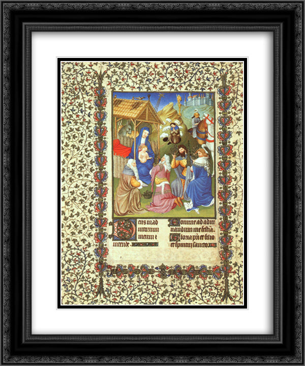 The Adoration of the Magi 20x24 Black Ornate Wood Framed Art Print Poster with Double Matting by Limbourg Brothers