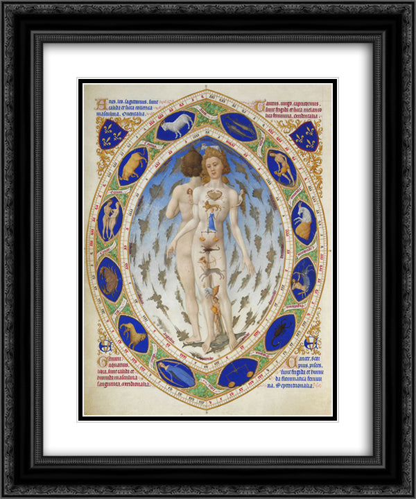 The Anatomy of Man 20x24 Black Ornate Wood Framed Art Print Poster with Double Matting by Limbourg Brothers
