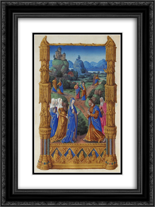The Apostles Going Forth to Preach 18x24 Black Ornate Wood Framed Art Print Poster with Double Matting by Limbourg Brothers
