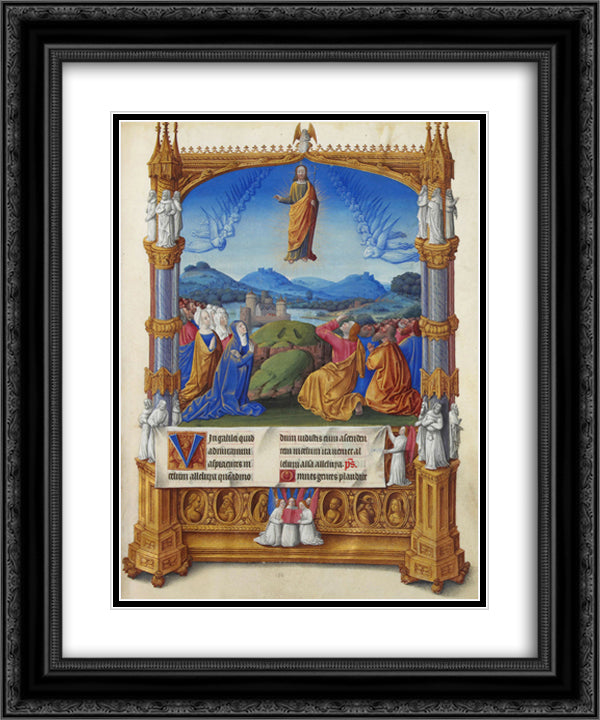 The Ascension 20x24 Black Ornate Wood Framed Art Print Poster with Double Matting by Limbourg Brothers