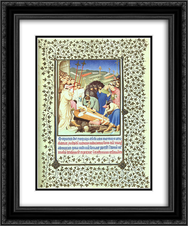 The Burial of Diocres 20x24 Black Ornate Wood Framed Art Print Poster with Double Matting by Limbourg Brothers