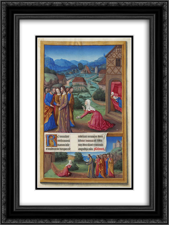 The Canaanite Woman 18x24 Black Ornate Wood Framed Art Print Poster with Double Matting by Limbourg Brothers