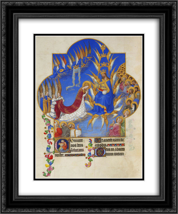 The Coronation of the Virgin 20x24 Black Ornate Wood Framed Art Print Poster with Double Matting by Limbourg Brothers