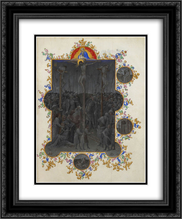 The Death of Christ 20x24 Black Ornate Wood Framed Art Print Poster with Double Matting by Limbourg Brothers