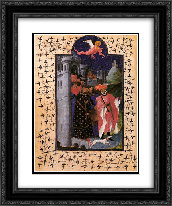 The Departure of Jean de France (1340-1416) Duke of Berry 20x24 Black Ornate Wood Framed Art Print Poster with Double Matting by Limbourg Brothers