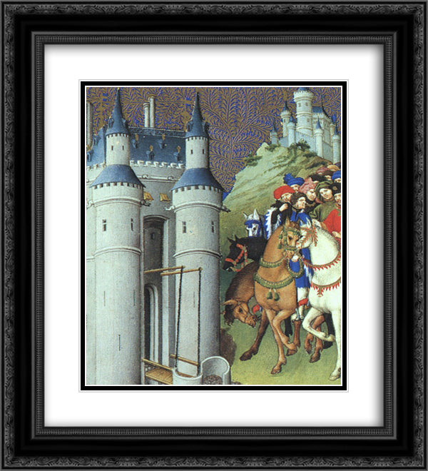 The Duke on a Journey 20x22 Black Ornate Wood Framed Art Print Poster with Double Matting by Limbourg Brothers