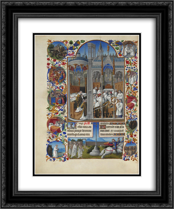 The Funeral of Raymond Diocres 20x24 Black Ornate Wood Framed Art Print Poster with Double Matting by Limbourg Brothers