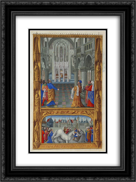 The Holy Sacrament [of the Eucharist] 18x24 Black Ornate Wood Framed Art Print Poster with Double Matting by Limbourg Brothers