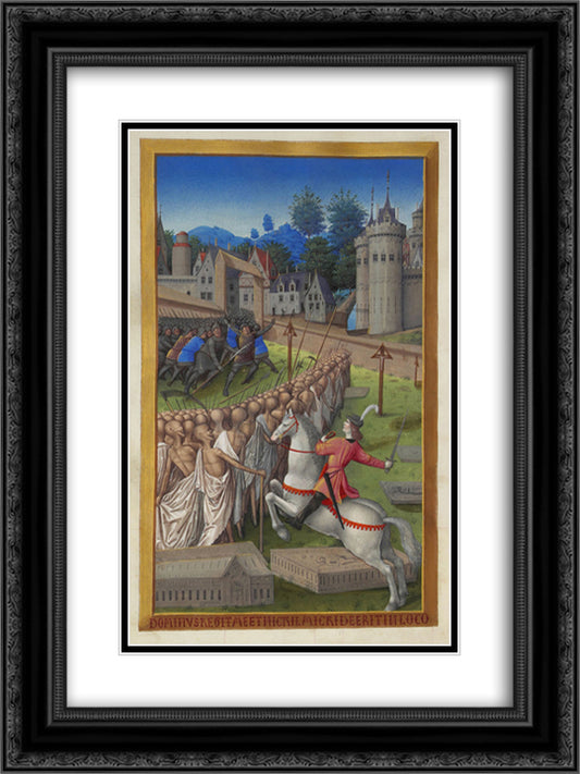 The Horseman of Death 18x24 Black Ornate Wood Framed Art Print Poster with Double Matting by Limbourg Brothers