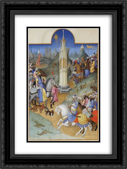 The Meeting of the Magi 18x24 Black Ornate Wood Framed Art Print Poster with Double Matting by Limbourg Brothers