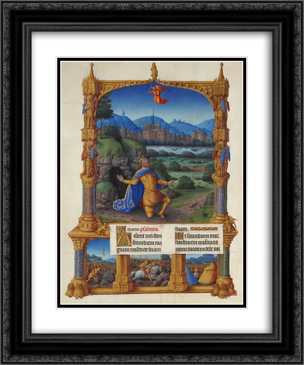 The Penance of David 20x24 Black Ornate Wood Framed Art Print Poster with Double Matting by Limbourg Brothers