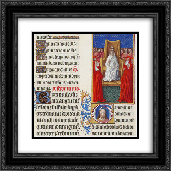 The Pope and His Cardinals 20x20 Black Ornate Wood Framed Art Print Poster with Double Matting by Limbourg Brothers