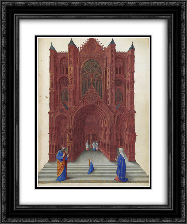 The Presentation of the Virgin 20x24 Black Ornate Wood Framed Art Print Poster with Double Matting by Limbourg Brothers