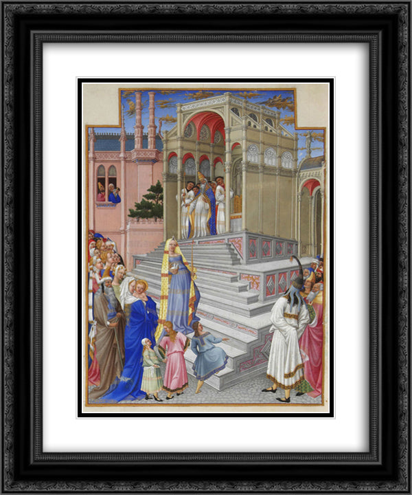 The Purification of the Virgin 20x24 Black Ornate Wood Framed Art Print Poster with Double Matting by Limbourg Brothers