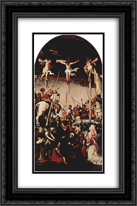 Crucifixion 16x24 Black Ornate Wood Framed Art Print Poster with Double Matting by Lotto, Lorenzo