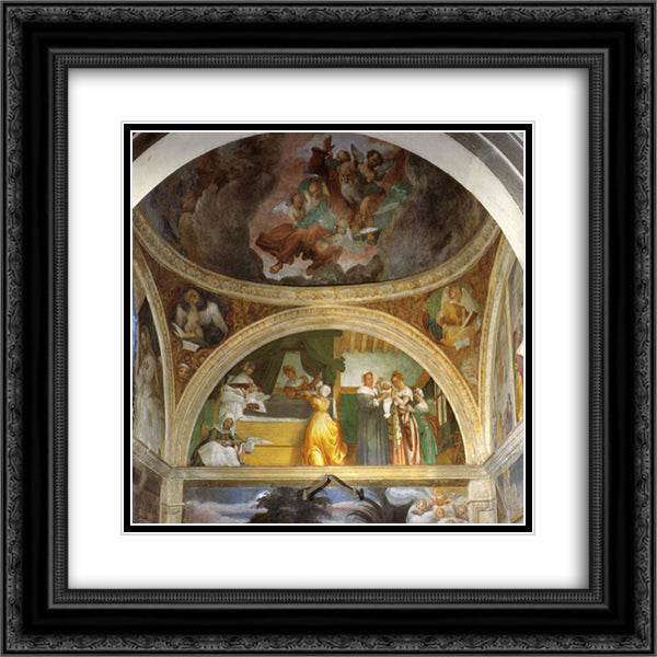 Nativity of Mary 20x20 Black Ornate Wood Framed Art Print Poster with Double Matting by Lotto, Lorenzo