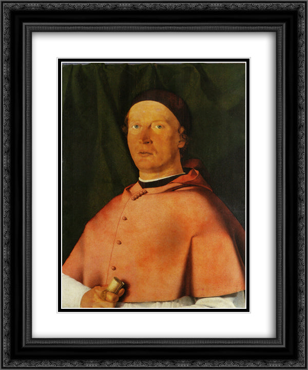 Portrait of Bishop Bernardo de' Rossi 20x24 Black Ornate Wood Framed Art Print Poster with Double Matting by Lotto, Lorenzo