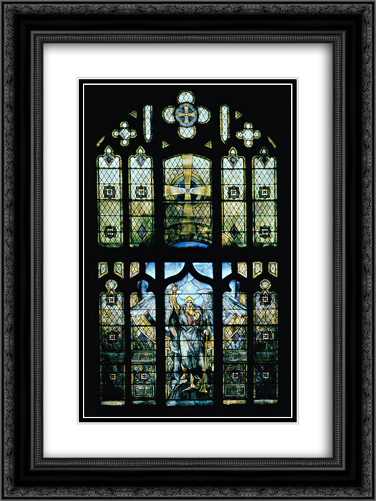 Angel of the Resurrection 18x24 Black Ornate Wood Framed Art Print Poster with Double Matting by Tiffany, Louis Comfort