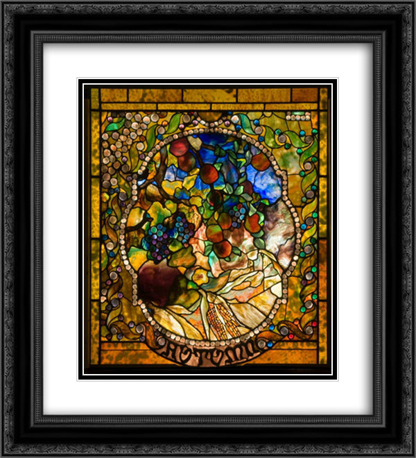 Autumn panel from the Four Seasons window 20x22 Black Ornate Wood Framed Art Print Poster with Double Matting by Tiffany, Louis Comfort