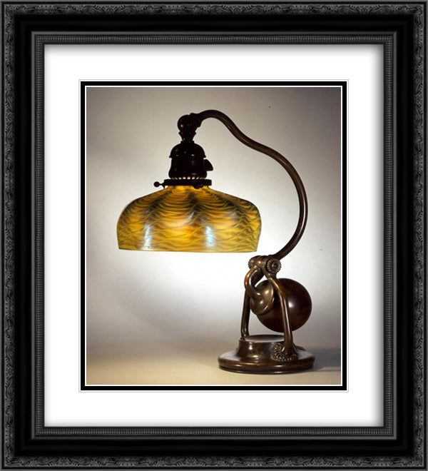 Balanced Lamp. Shell design, dome shape 20x22 Black Ornate Wood Framed Art Print Poster with Double Matting by Tiffany, Louis Comfort