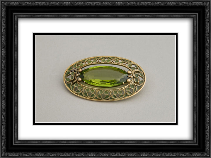 Brooch 24x18 Black Ornate Wood Framed Art Print Poster with Double Matting by Tiffany, Louis Comfort