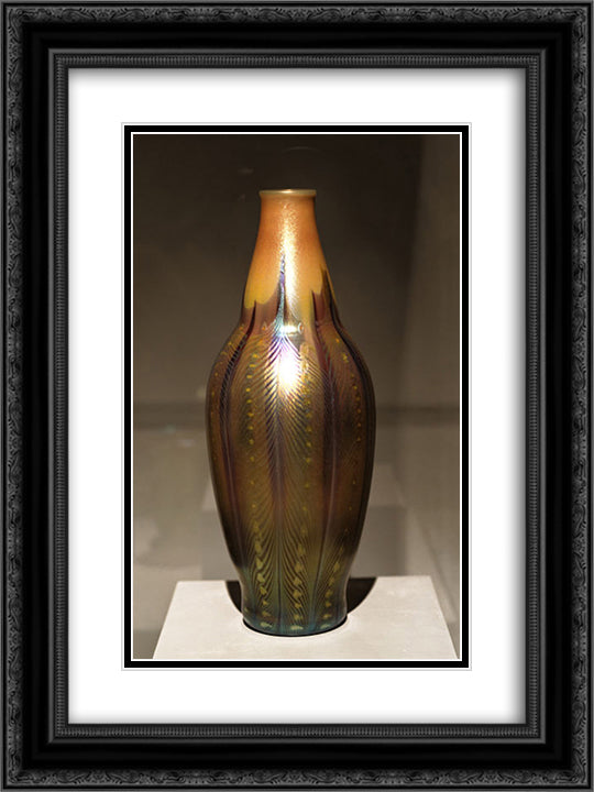 Decorative vase 18x24 Black Ornate Wood Framed Art Print Poster with Double Matting by Tiffany, Louis Comfort