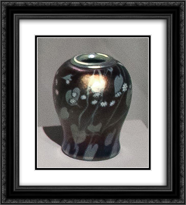 Decorative vial with millefiori flowers 20x22 Black Ornate Wood Framed Art Print Poster with Double Matting by Tiffany, Louis Comfort