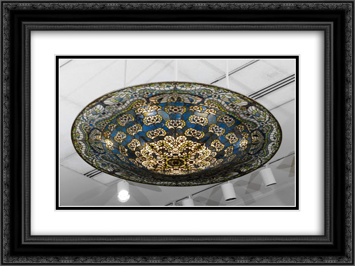 Dome hanging shade 24x18 Black Ornate Wood Framed Art Print Poster with Double Matting by Tiffany, Louis Comfort