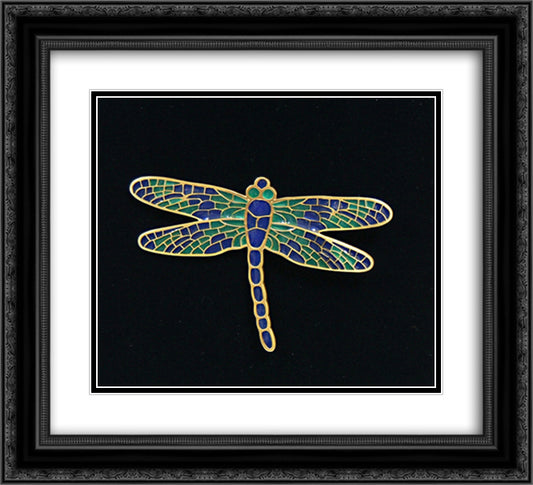 Dragonfly pin 22x20 Black Ornate Wood Framed Art Print Poster with Double Matting by Tiffany, Louis Comfort