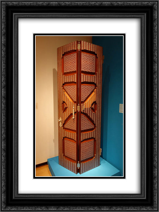 Drawing Room Bifold Door, Mark Twain House 18x24 Black Ornate Wood Framed Art Print Poster with Double Matting by Tiffany, Louis Comfort