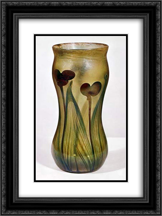 Favrile glass. Tiffany vase 18x24 Black Ornate Wood Framed Art Print Poster with Double Matting by Tiffany, Louis Comfort