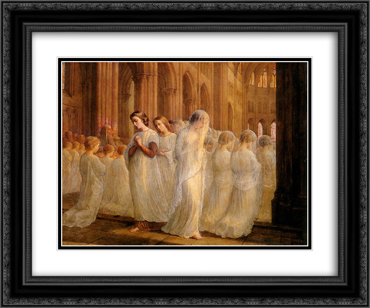 Poeme de l'ame 10 Premiere Communion 24x20 Black Ornate Wood Framed Art Print Poster with Double Matting by Janmot, Anne Francois Louis