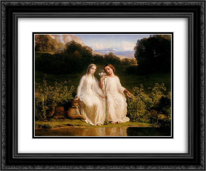 Poeme de l'ame 11 Virginitas 24x20 Black Ornate Wood Framed Art Print Poster with Double Matting by Janmot, Anne Francois Louis