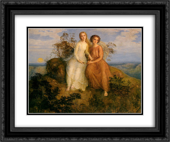 Poeme de l'ame 15 Un Soir 24x20 Black Ornate Wood Framed Art Print Poster with Double Matting by Janmot, Anne Francois Louis