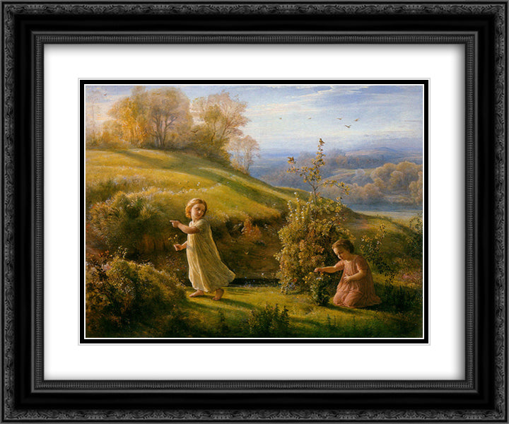 Poeme de l'ame 4 Le Printemps 24x20 Black Ornate Wood Framed Art Print Poster with Double Matting by Janmot, Anne Francois Louis