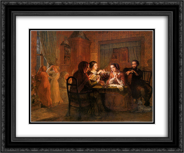 Poeme de l'ame 6 Le Toit paternel 24x20 Black Ornate Wood Framed Art Print Poster with Double Matting by Janmot, Anne Francois Louis