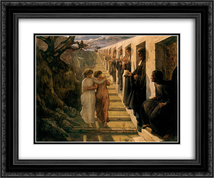 Poeme de l'ame 7 Le Mauvaus Sentier 24x20 Black Ornate Wood Framed Art Print Poster with Double Matting by Janmot, Anne Francois Louis