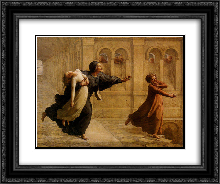 Poeme de l'ame 8 Cauchemar 24x20 Black Ornate Wood Framed Art Print Poster with Double Matting by Janmot, Anne Francois Louis