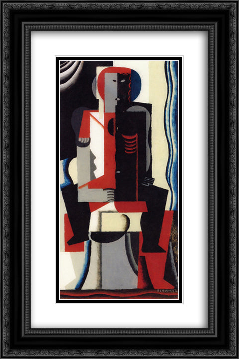 Couple 16x24 Black Ornate Wood Framed Art Print Poster with Double Matting by Marcoussis, Louis