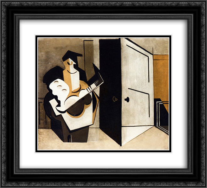 Musician in an Interior 22x20 Black Ornate Wood Framed Art Print Poster with Double Matting by Marcoussis, Louis